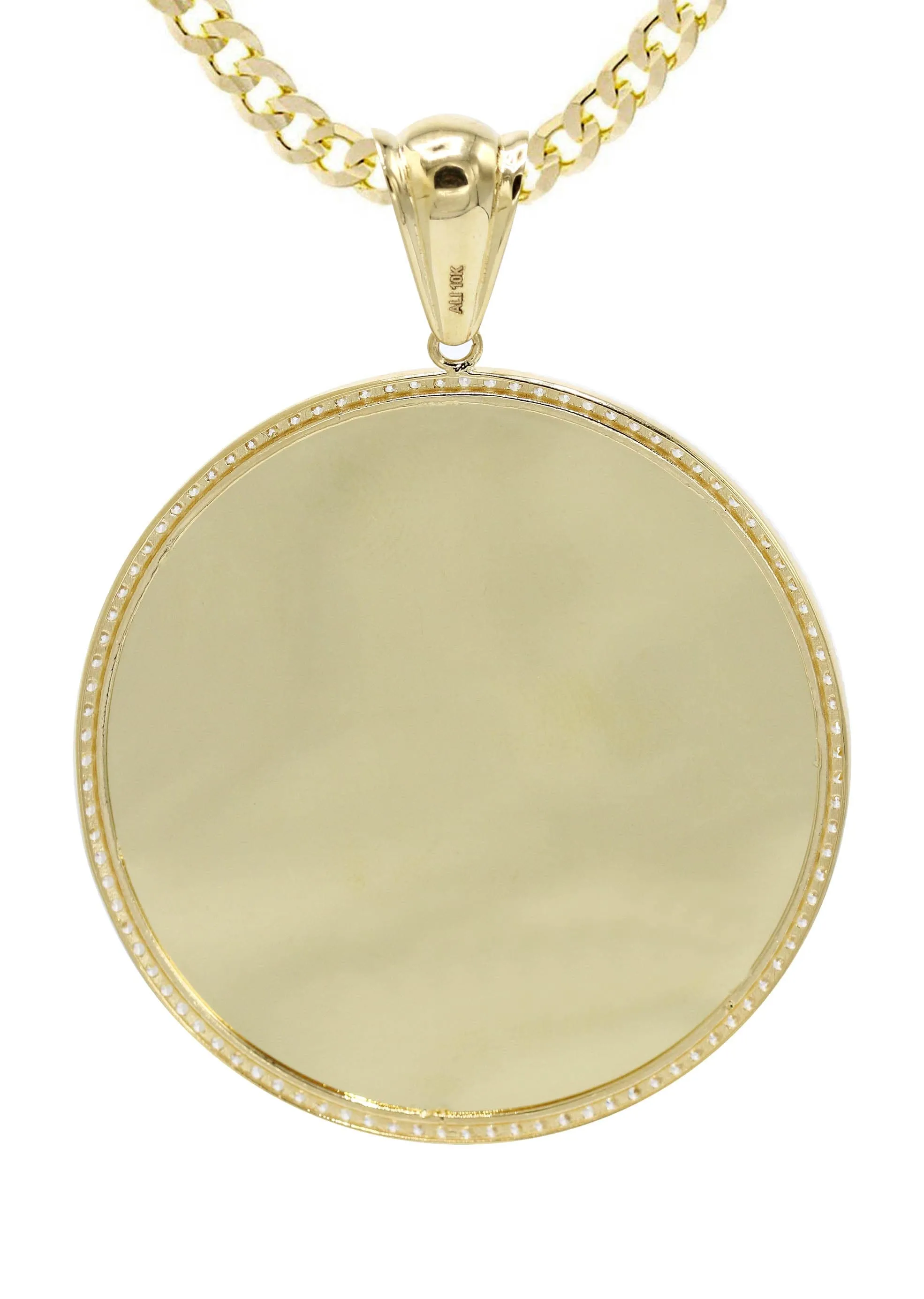 10K Yellow Gold CZ Picture Pendant Necklace | Appx. 25 Grams