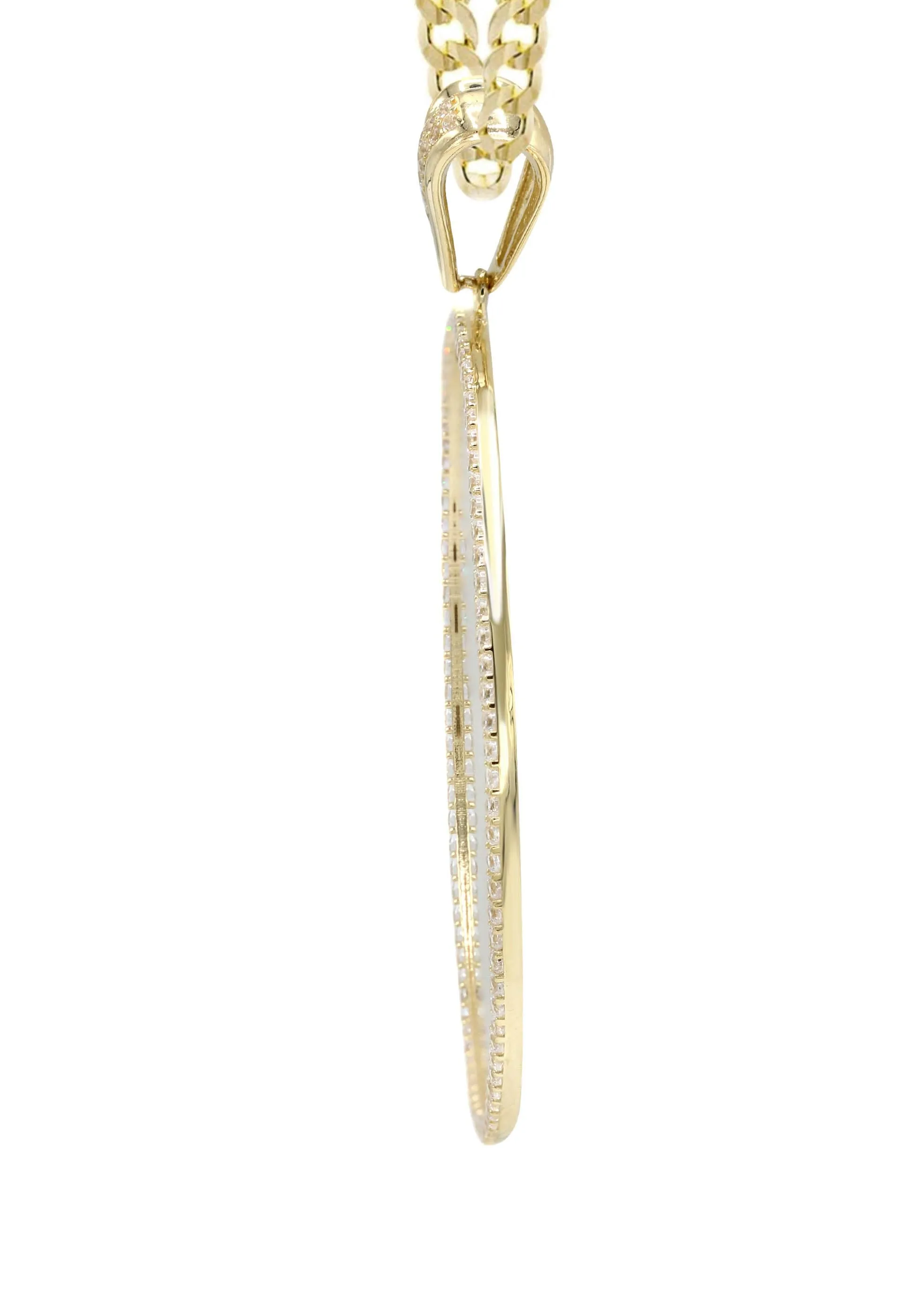 10K Yellow Gold CZ Picture Pendant Necklace | Appx. 25 Grams