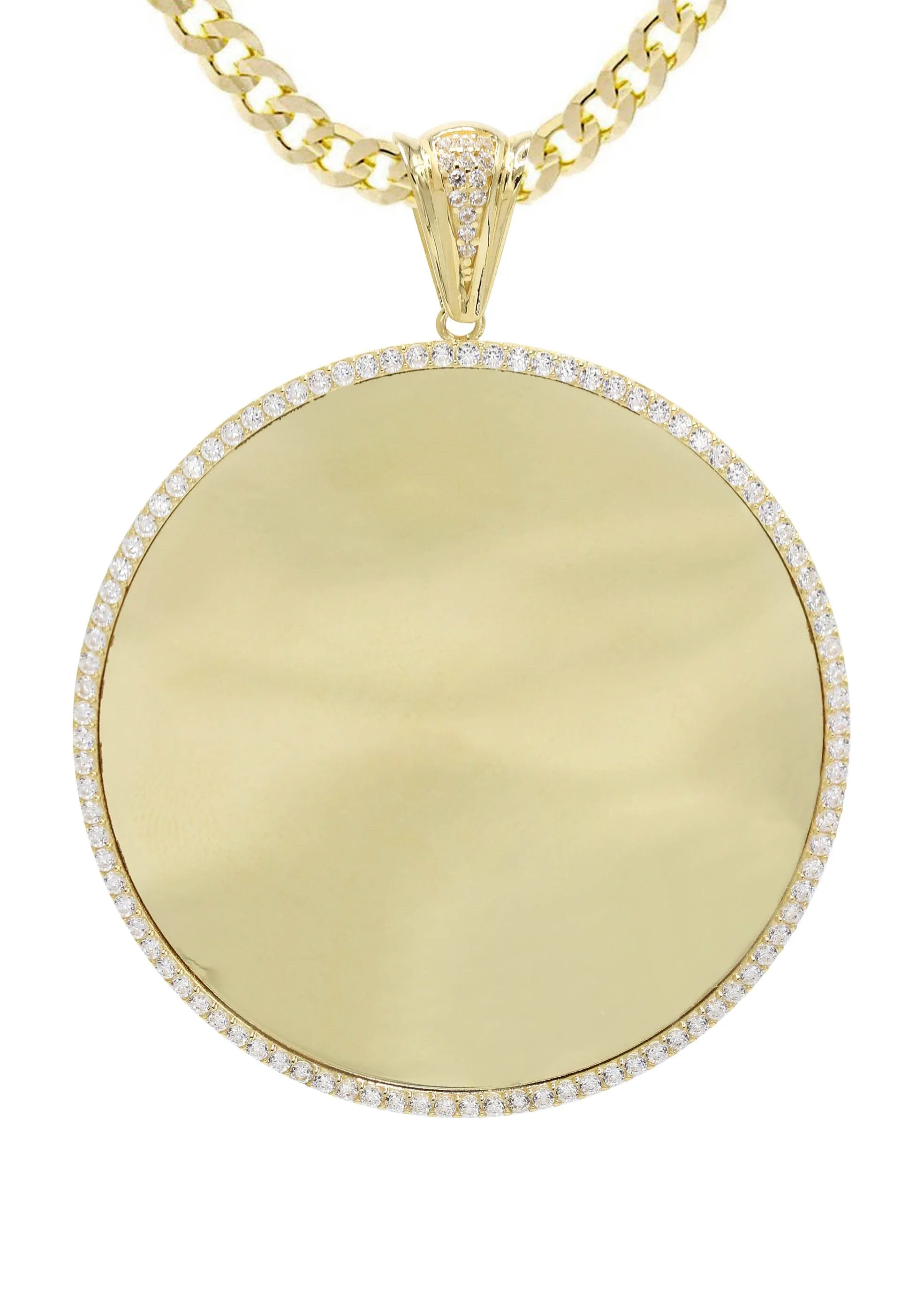 10K Yellow Gold CZ Picture Pendant Necklace | Appx. 25 Grams