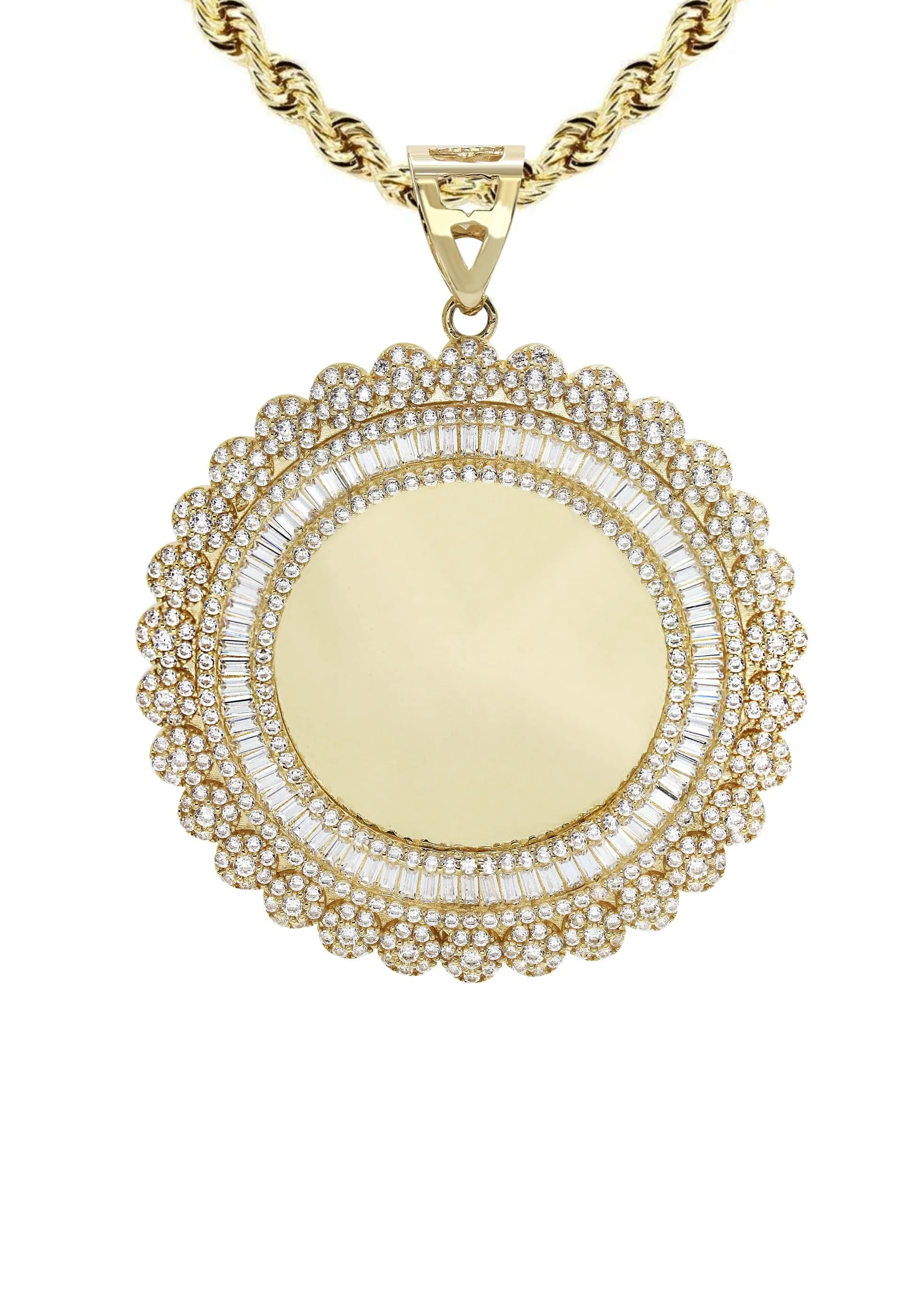 10K Yellow Gold Round Picture Necklace | Appx. 23.5 Grams