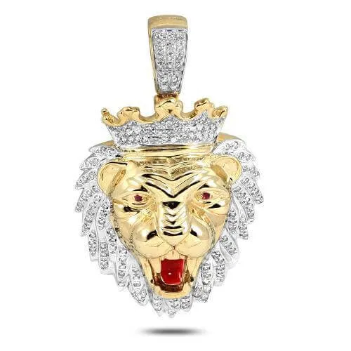 10KY 0.85CTW DIAMOND LION HEAD PENDANT