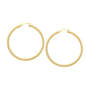 14k Gold Round Twisted Hoop Earrings, Diameter 25 mm