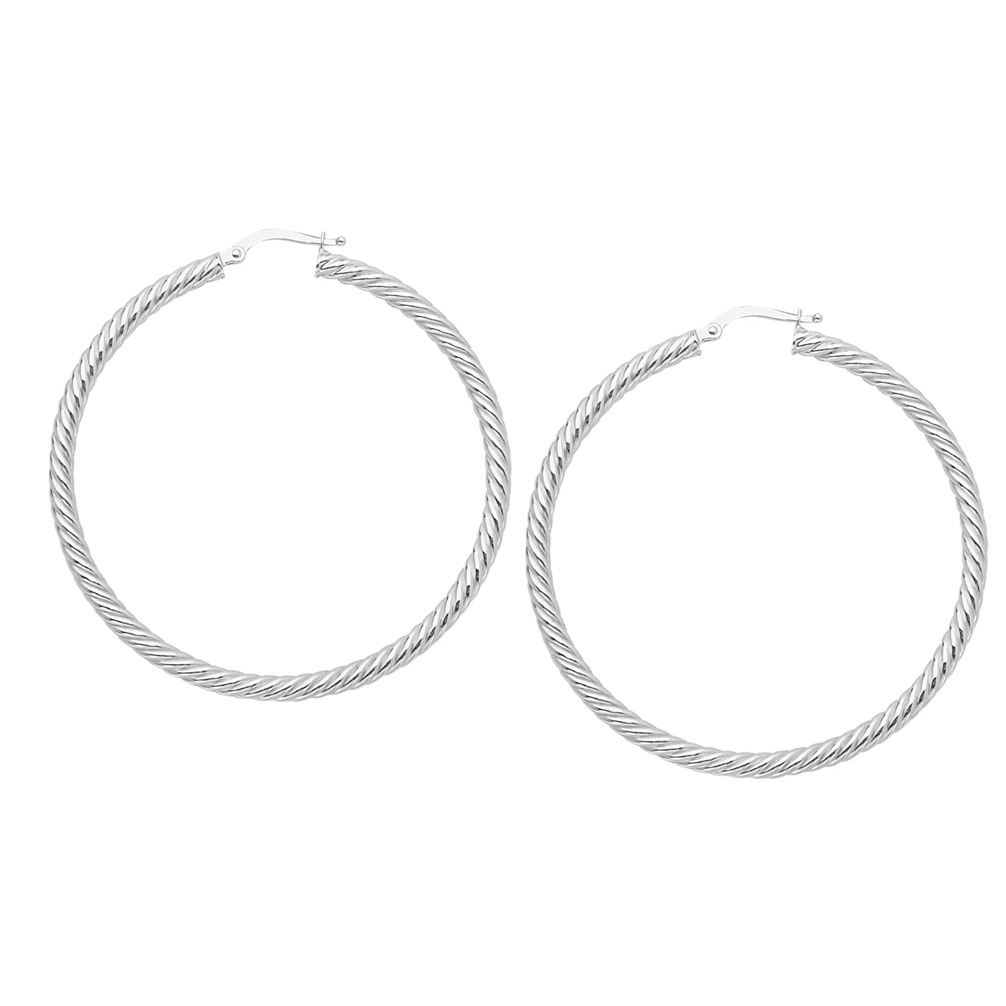 14k Gold Round Twisted Hoop Earrings, Diameter 25 mm