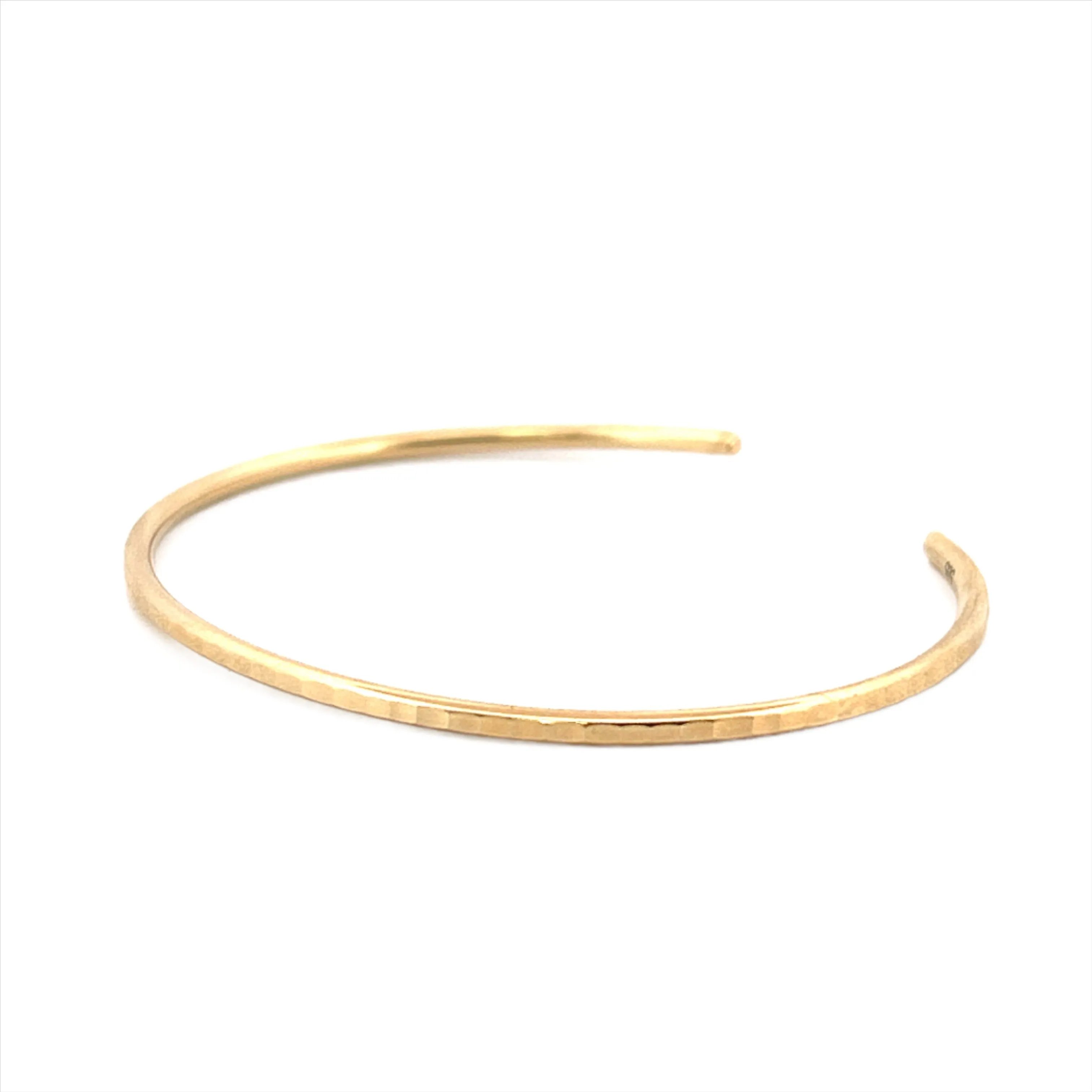 14K Gold Squared Diamond Cut Bangle