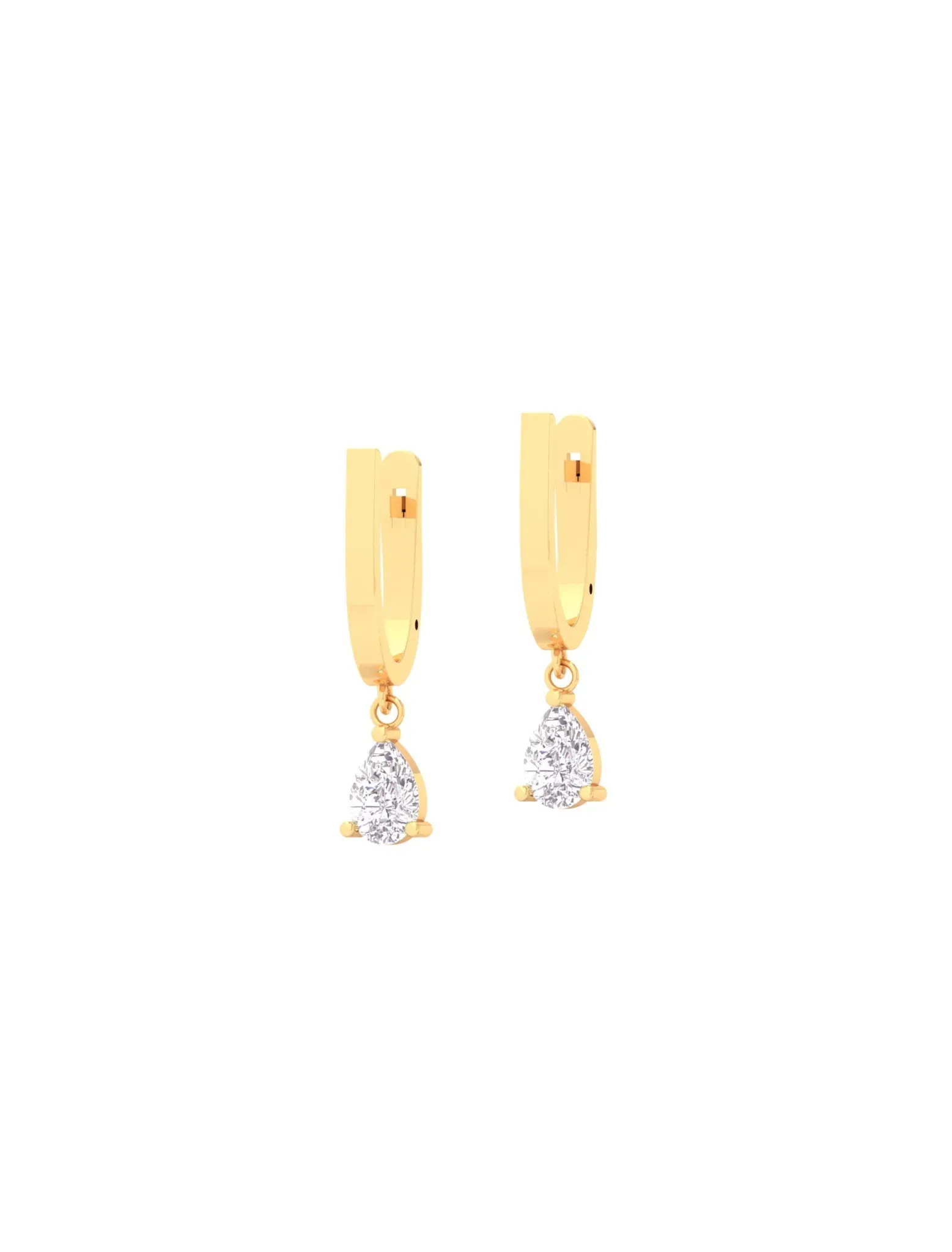 18K Gold Dangling Gem Hoop Earrings