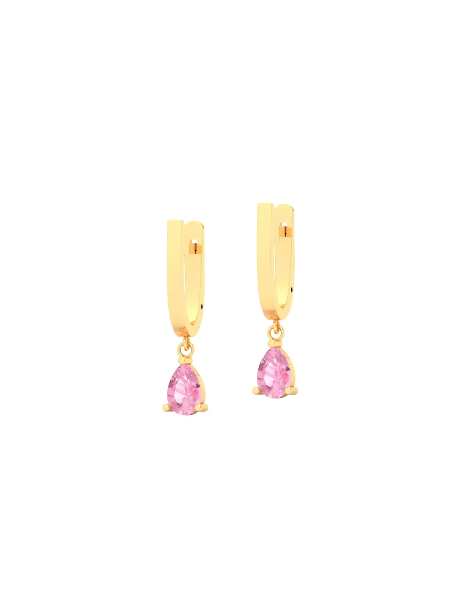 18K Gold Dangling Gem Hoop Earrings