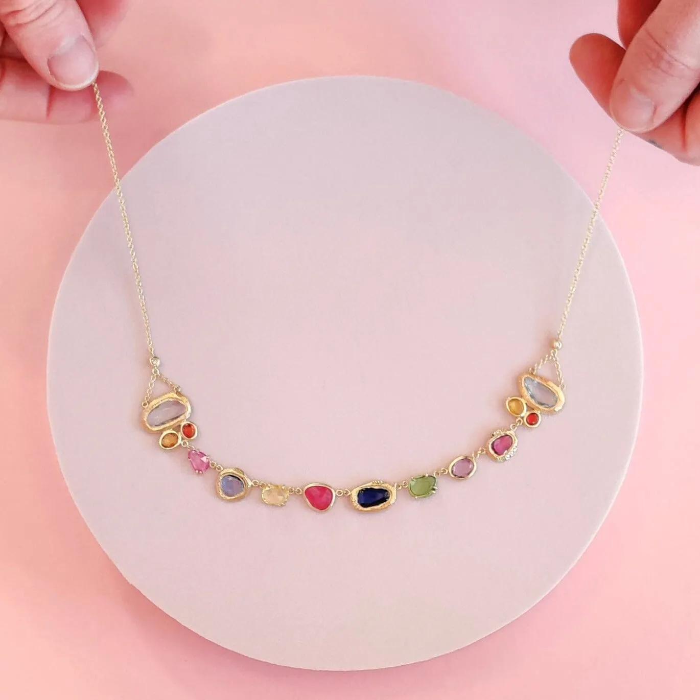 18K Rainbow Gem Collar Necklace