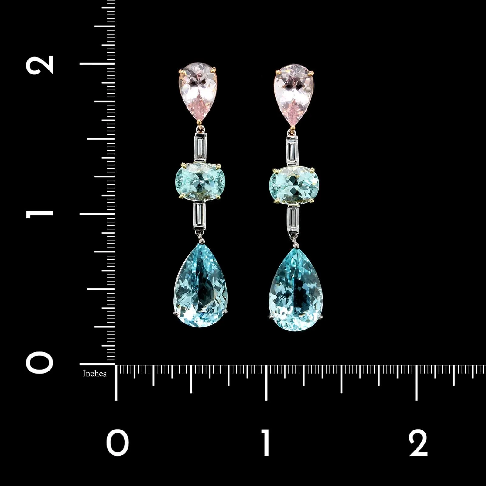 18K Rose Gold & Platinum Estate Gem-set Earrings