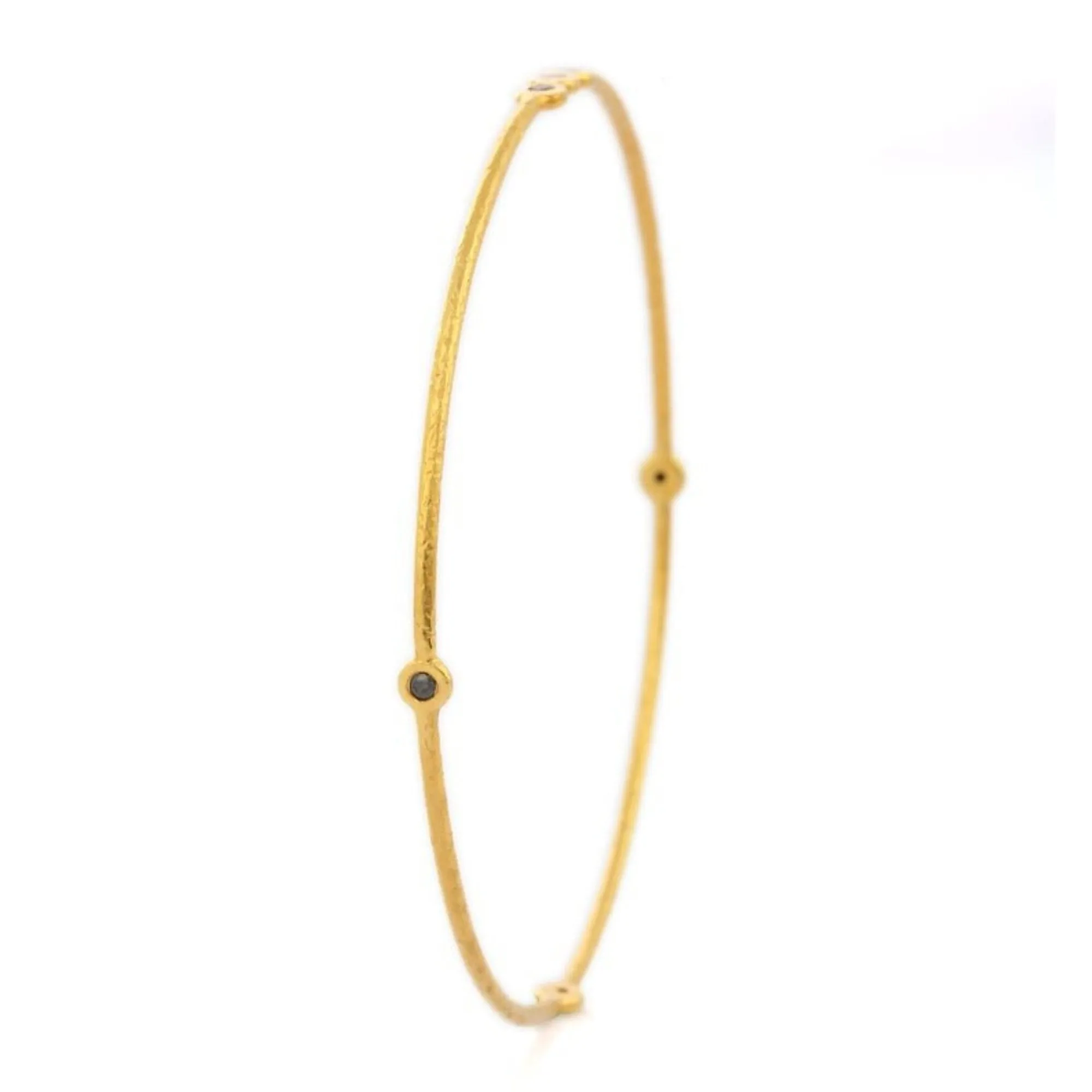 18K Yellow Gold Gemstone Bangle