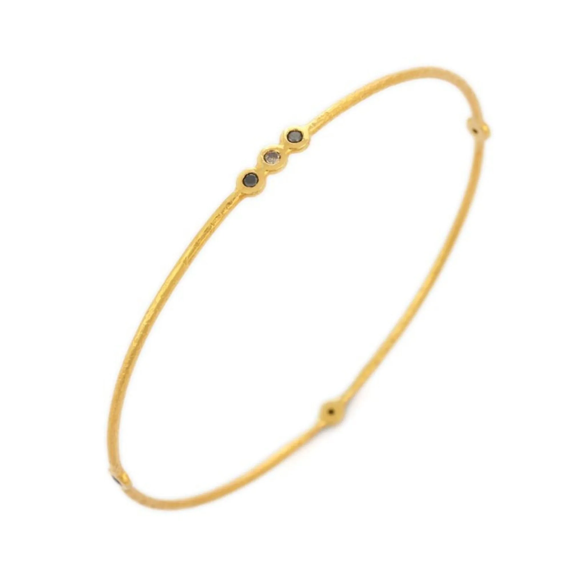 18K Yellow Gold Gemstone Bangle