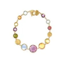 18K Yellow Gold Single Strand Mixed Gemstones Bracelet BB2160 MIX01