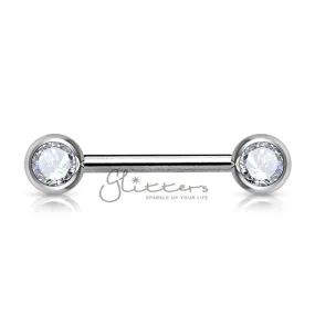 316L Surgical Steel Double Front Facing Gem Nipple Barbells