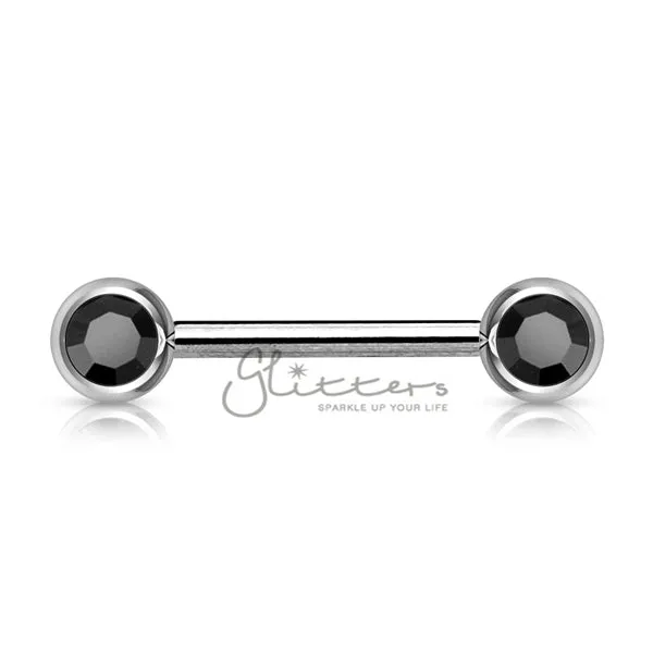 316L Surgical Steel Double Front Facing Gem Nipple Barbells