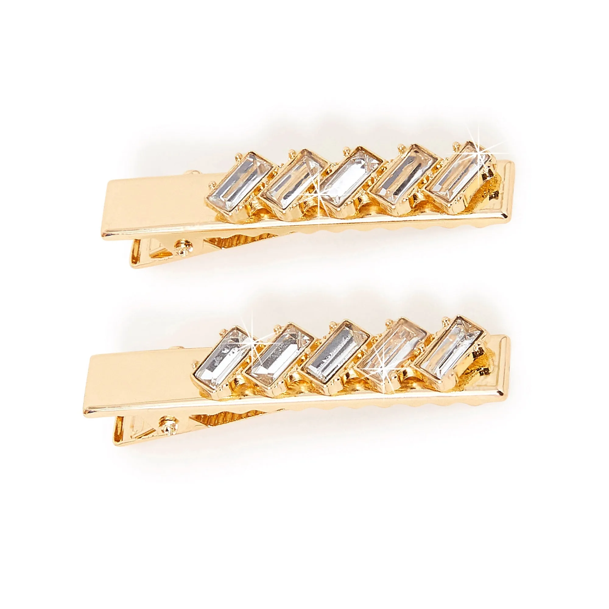 Accessorize London Gold Slanted Gem Salon Clips Pack Of 2