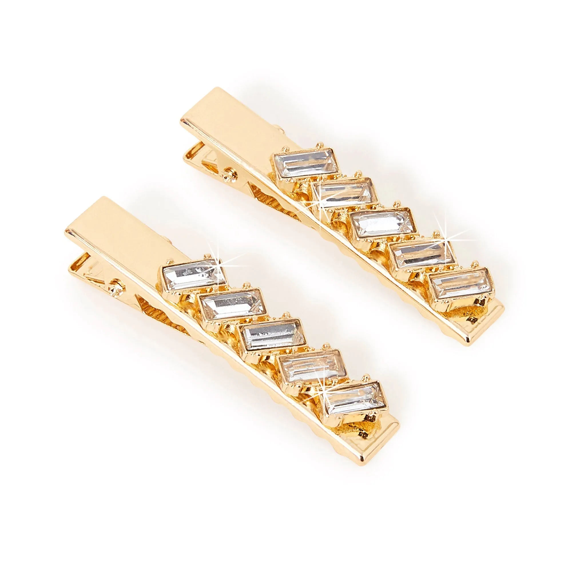 Accessorize London Gold Slanted Gem Salon Clips Pack Of 2