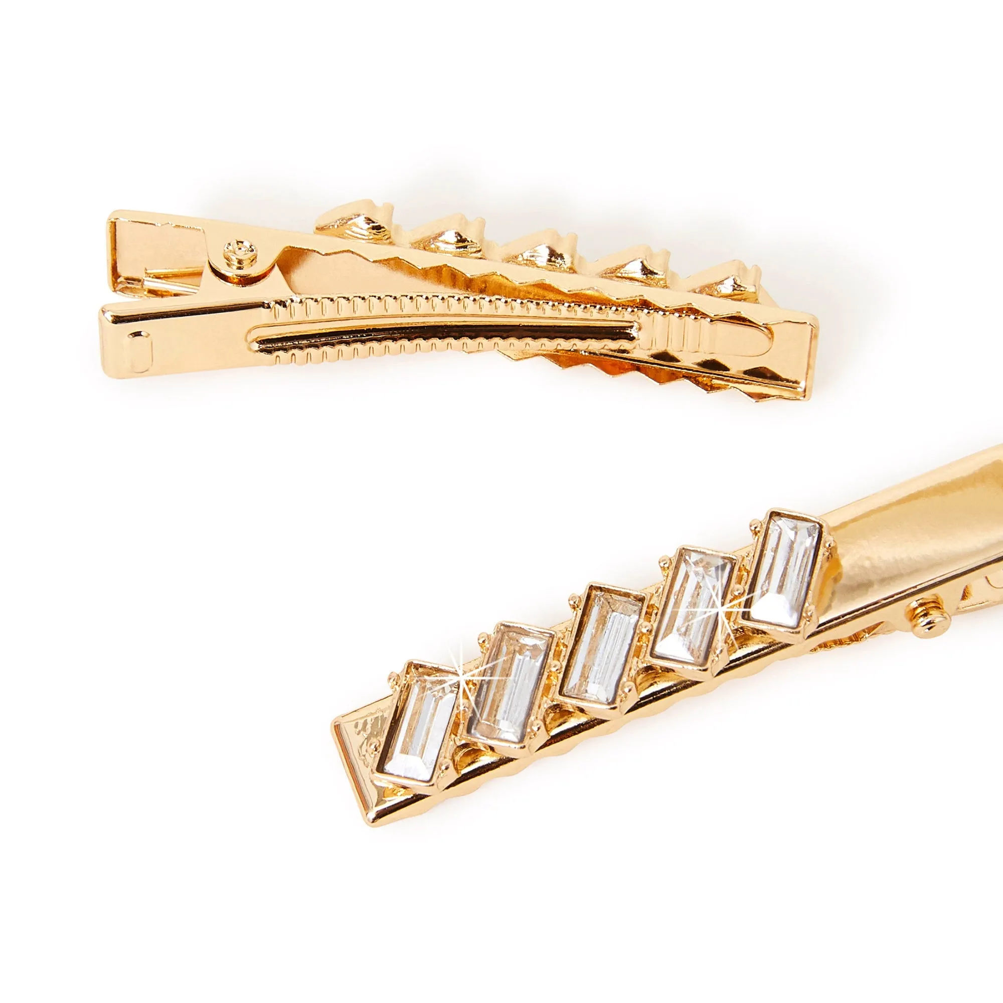 Accessorize London Gold Slanted Gem Salon Clips Pack Of 2