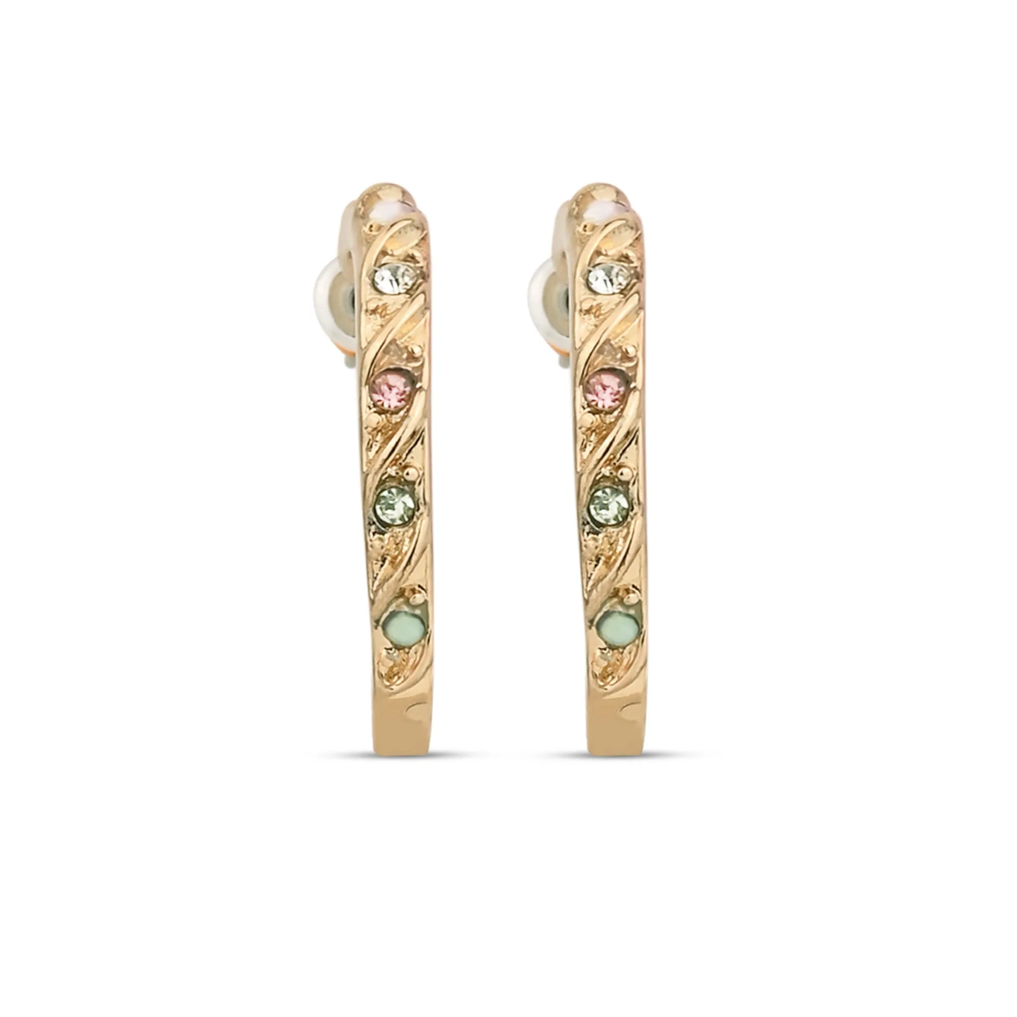 Accessorize London Women's Gem Inlay Hoop Earrings