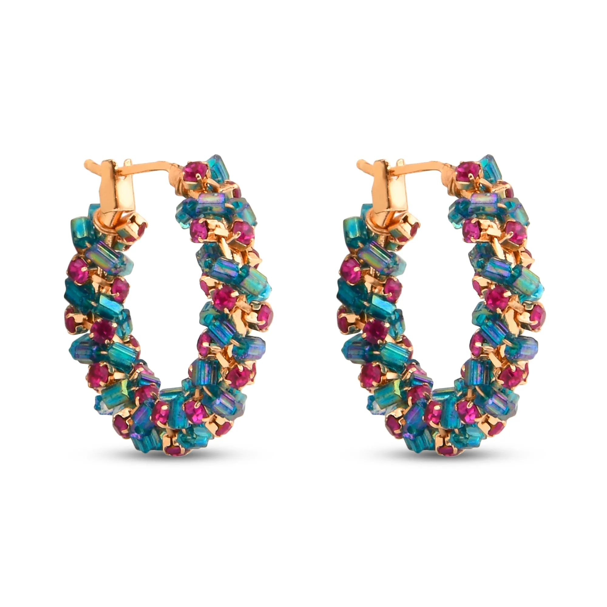 Accessorize London Women's Mini Bead And Gem Hoop Earrings