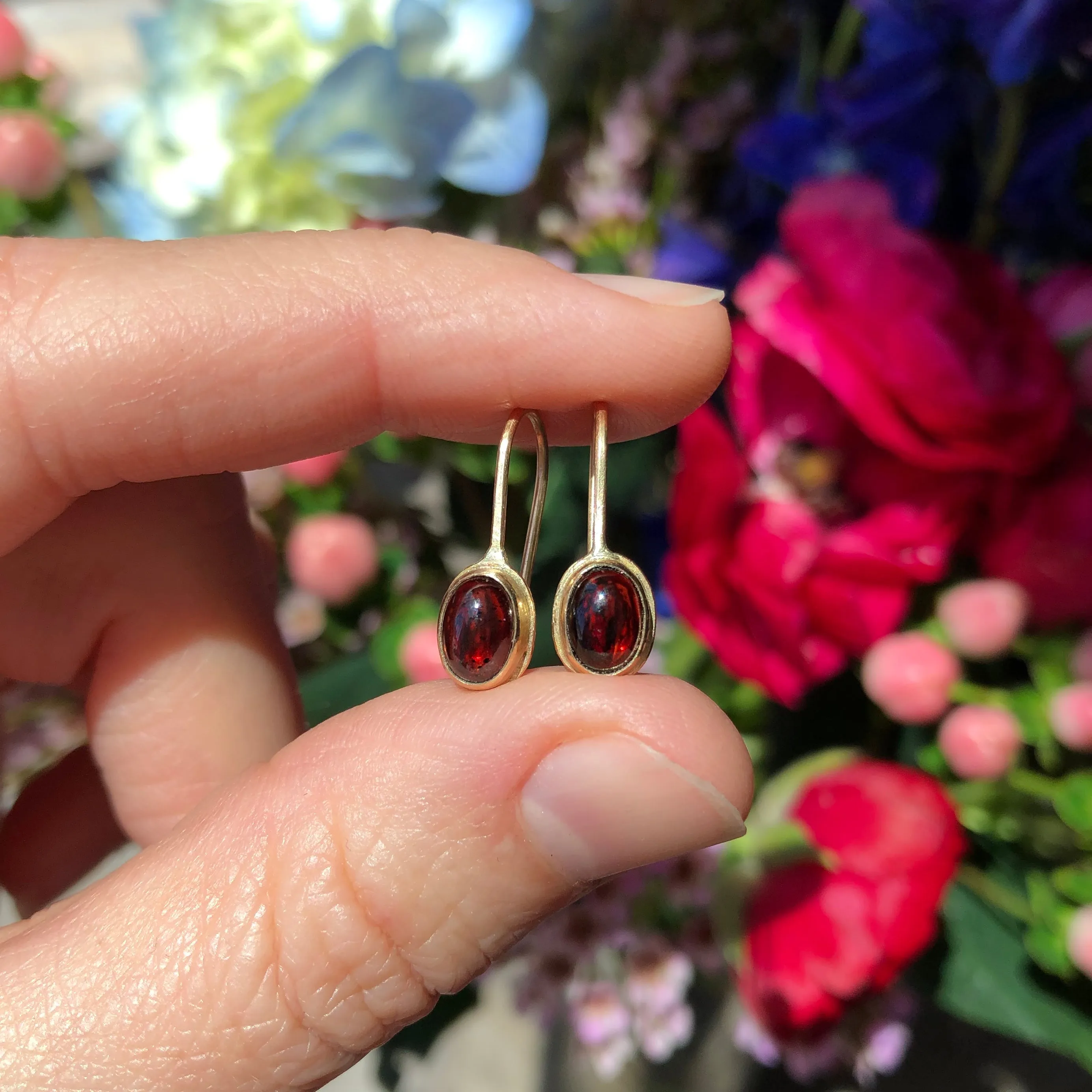 Almandine Garnet Gem Drop Earrings