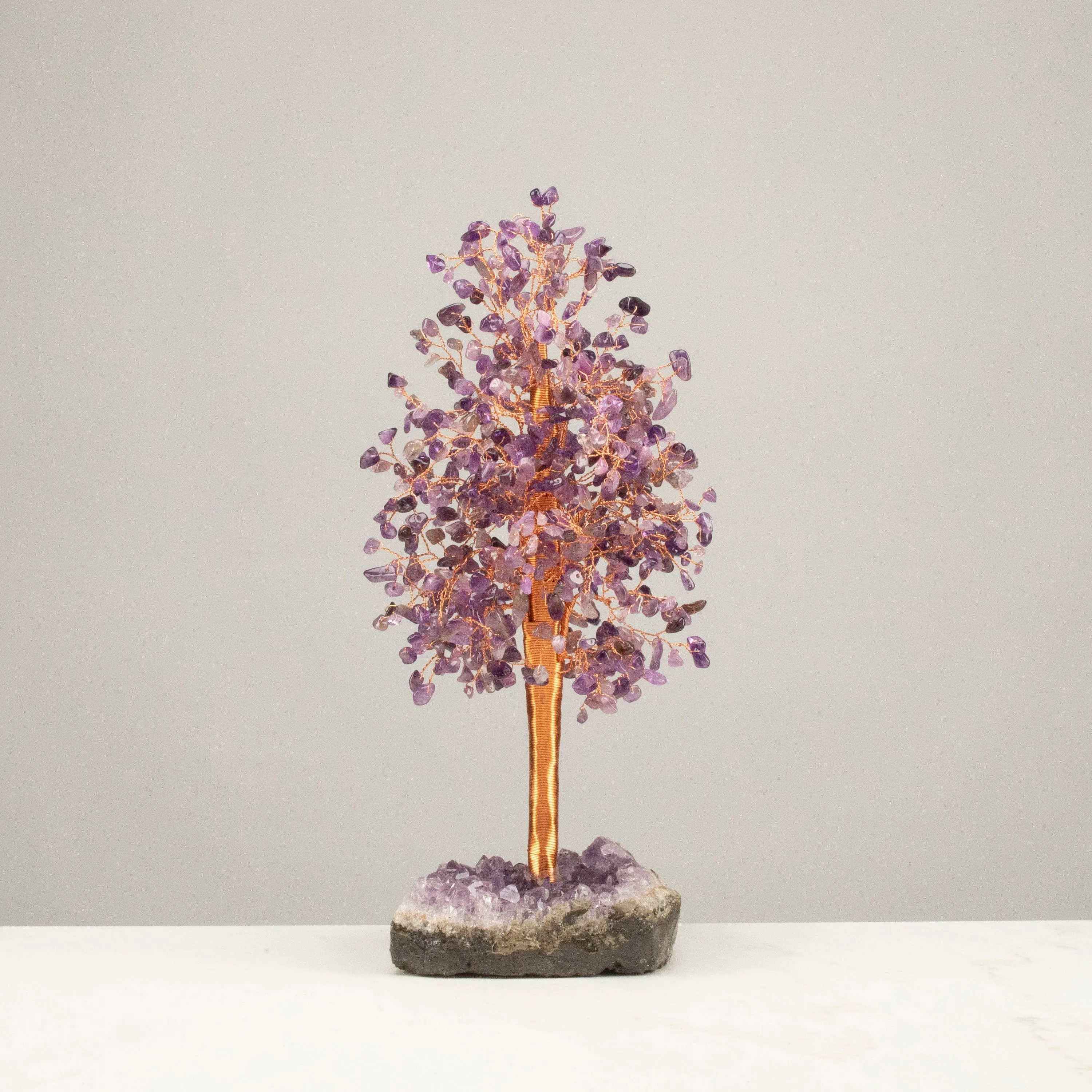 Amethyst Tree of Life on Amethyst Geode Base with 728 Natural Gemstones