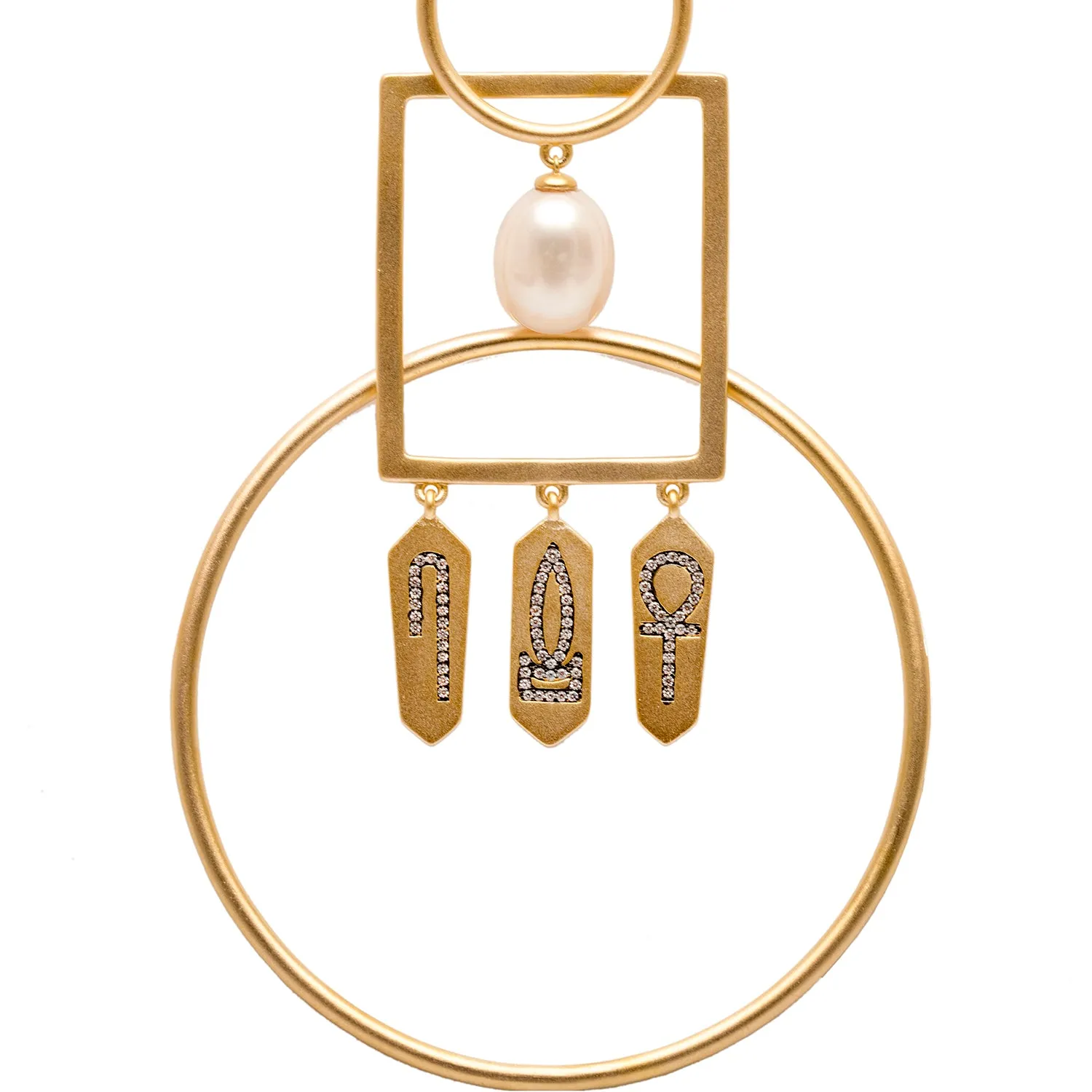 AMMANII Interlocked Hoop Earrings with Pearls and Gemstones in Vermeil Gold