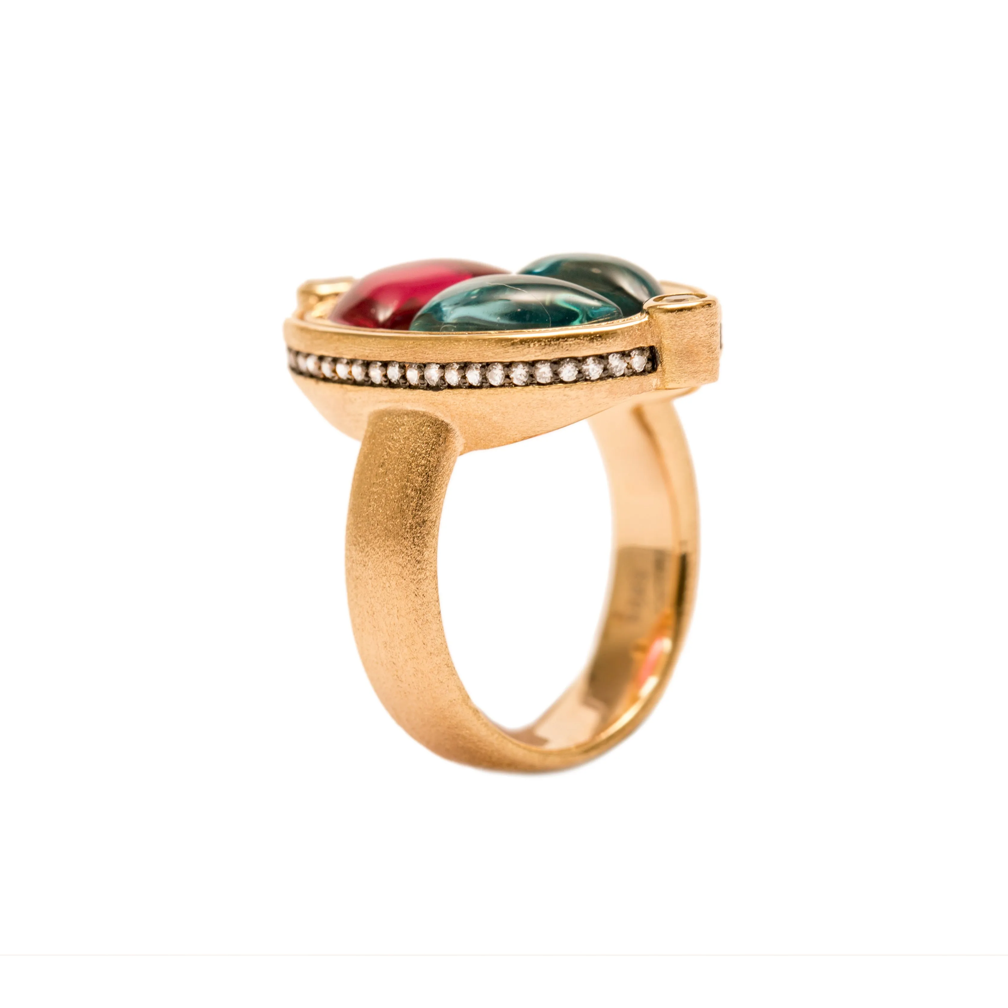 AMMANII Scarab Amulet Ring with Gemstones in Vermeil Gold