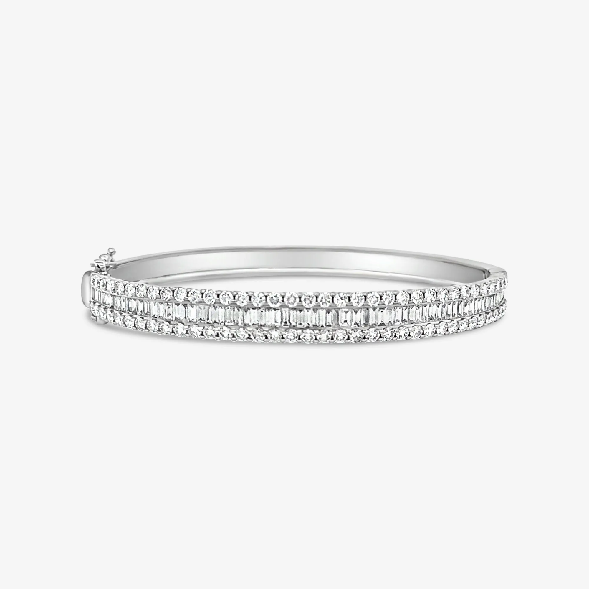 Baguette & Round Diamond Bangle Bracelet