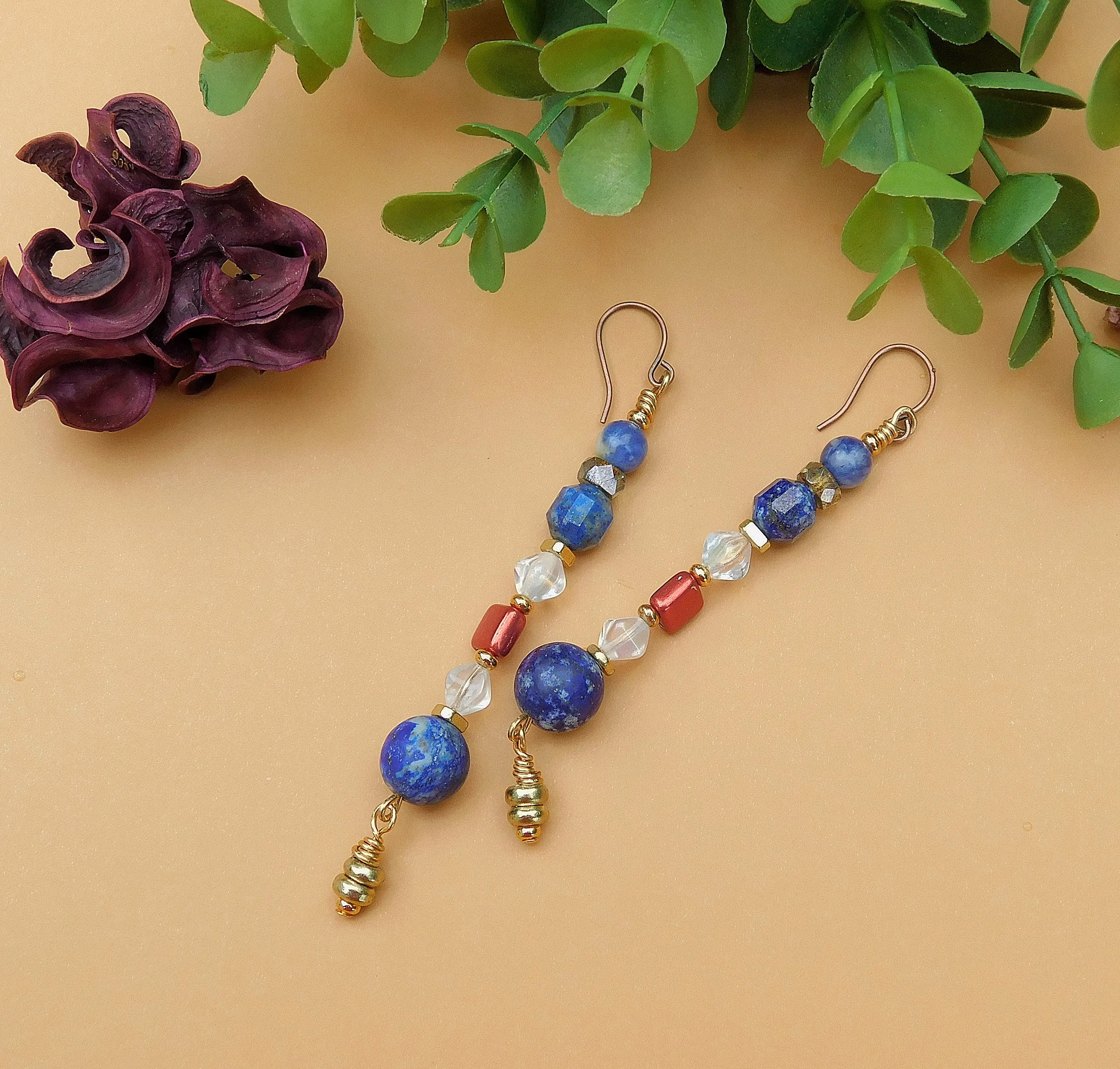 Blue Gemstones and Multi-Czech Earrings