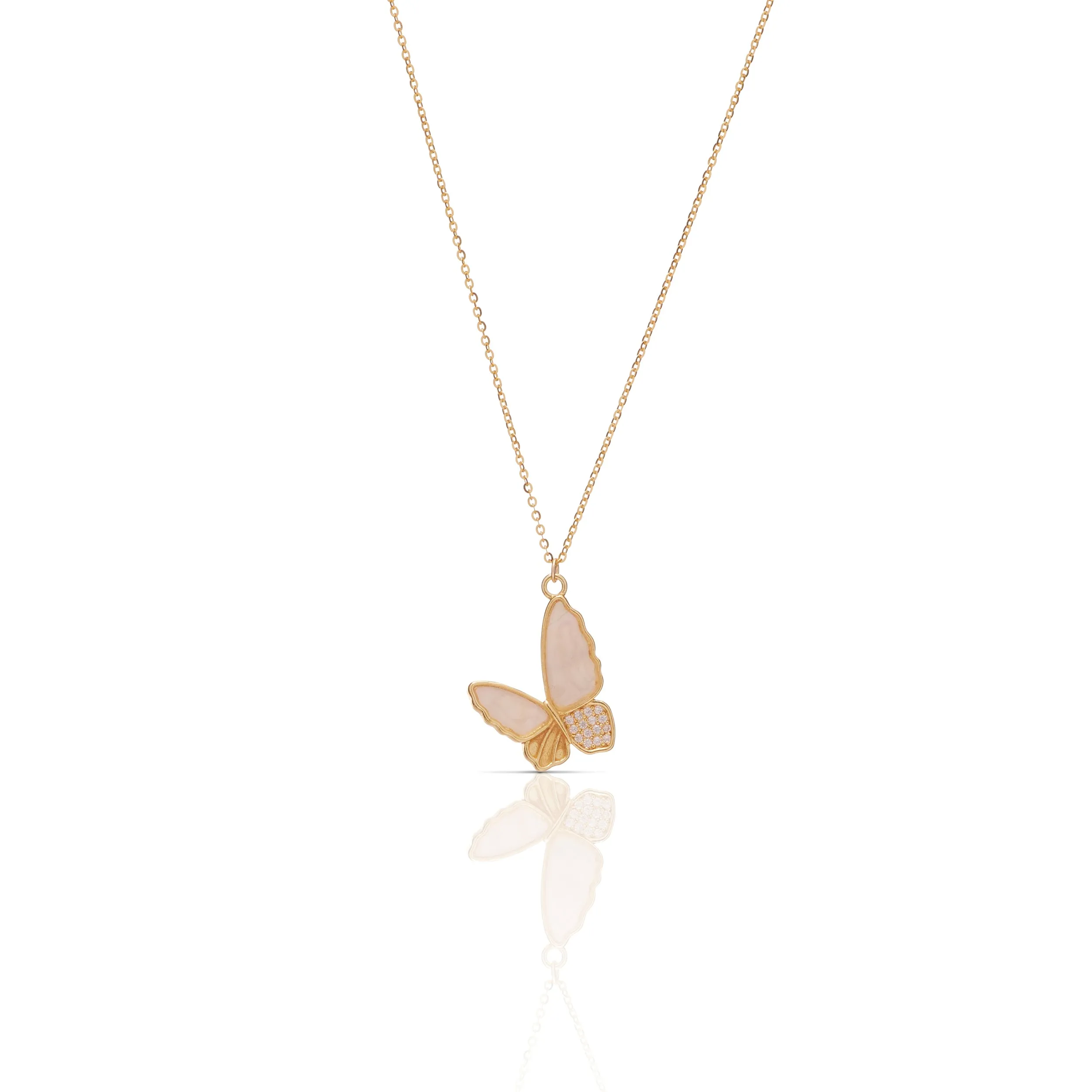 Butterfly Gem Necklace - Mother of Pearl