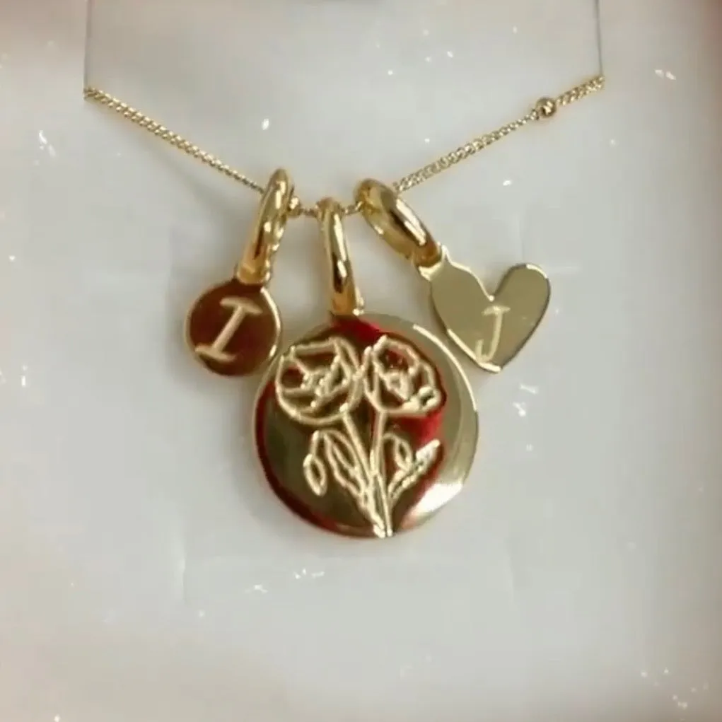 Carnation Initial Necklace - January Flower