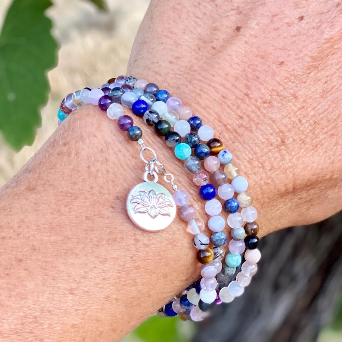 Chakra Wrap Bracelet with Lotus Flower and Gemstones to Release Emotional Baggage