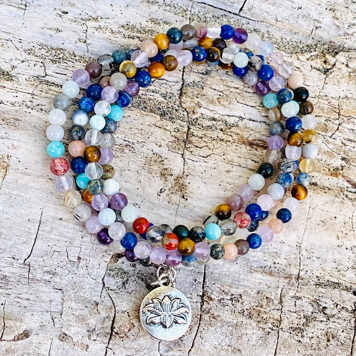 Chakra Wrap Bracelet with Lotus Flower and Gemstones to Release Emotional Baggage