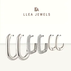 Chunky White Gem Rectangle Set 3 | Silver