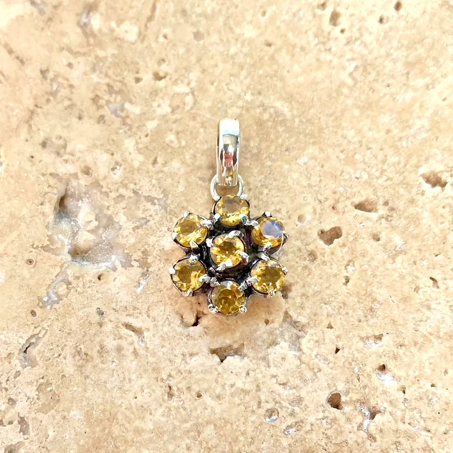 Citrine Floral Seven Gem Pendant - Fiore