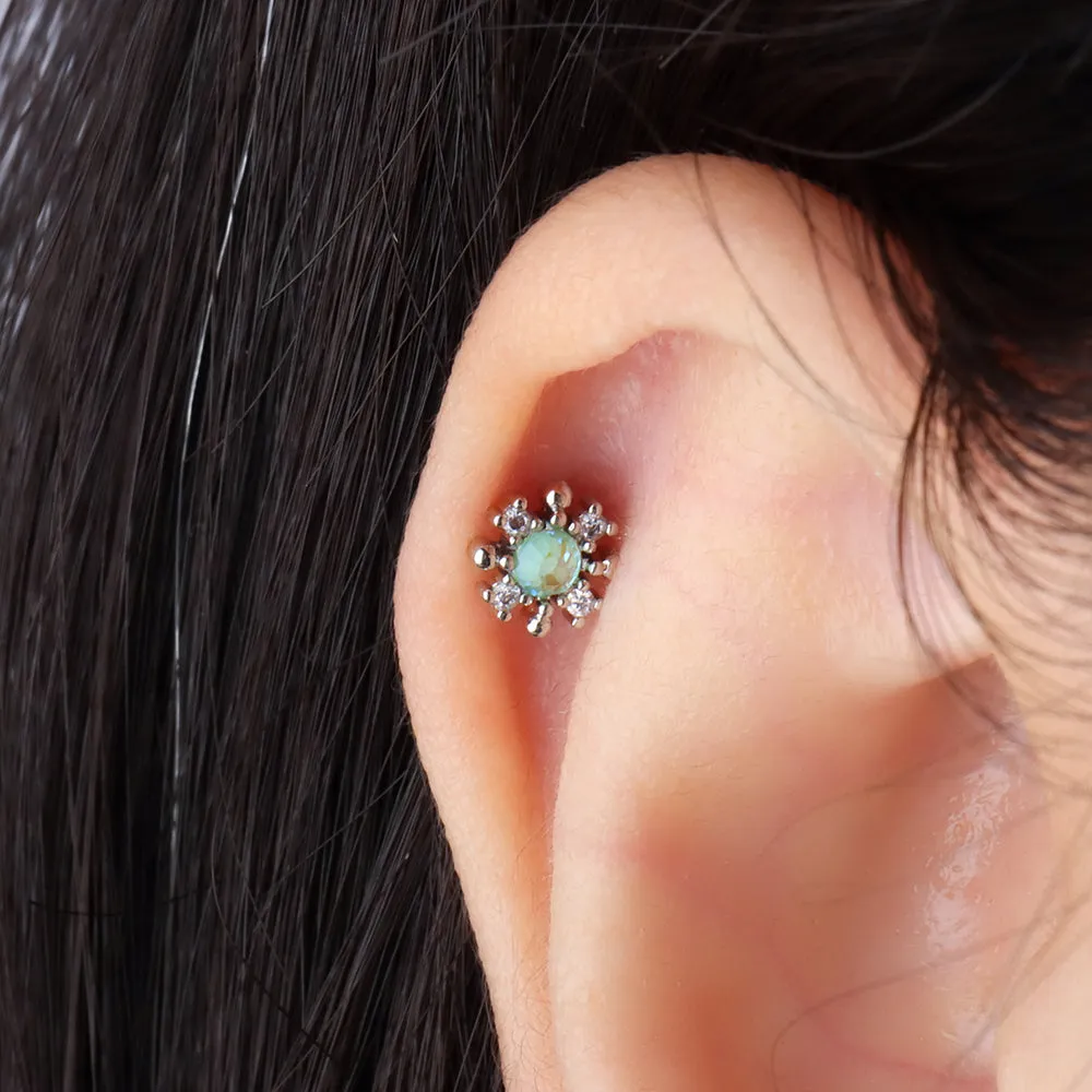 Colored Gem Snowflake Stud