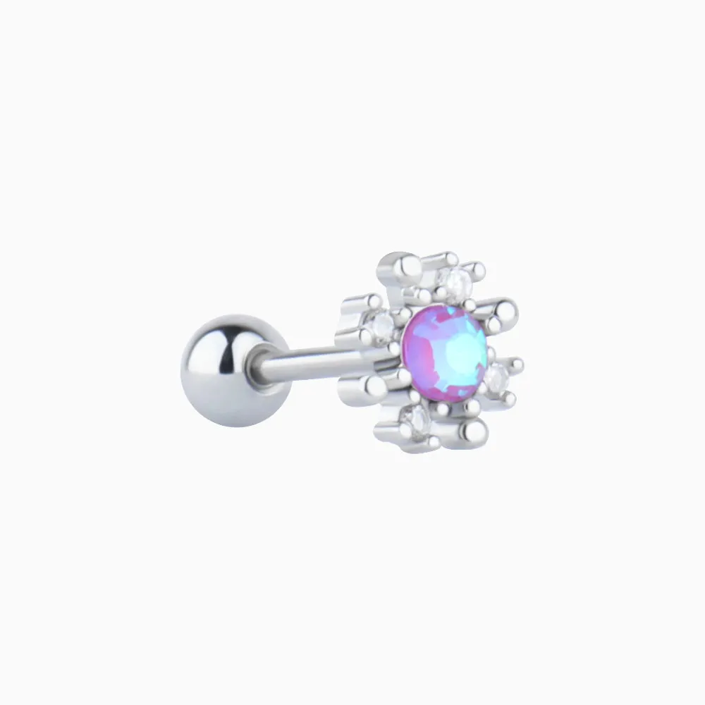 Colored Gem Snowflake Stud