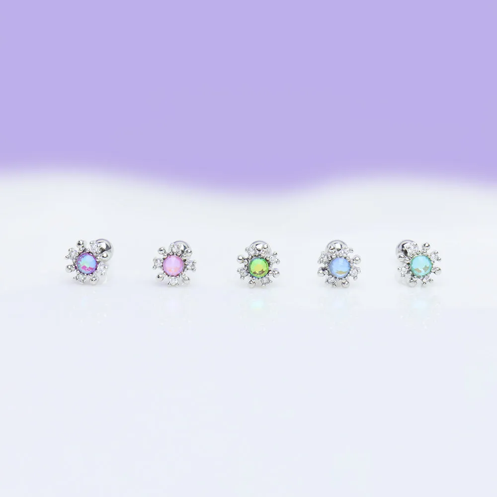 Colored Gem Snowflake Stud