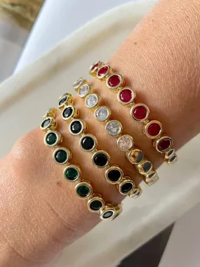 Colored gemstones gold bracelet