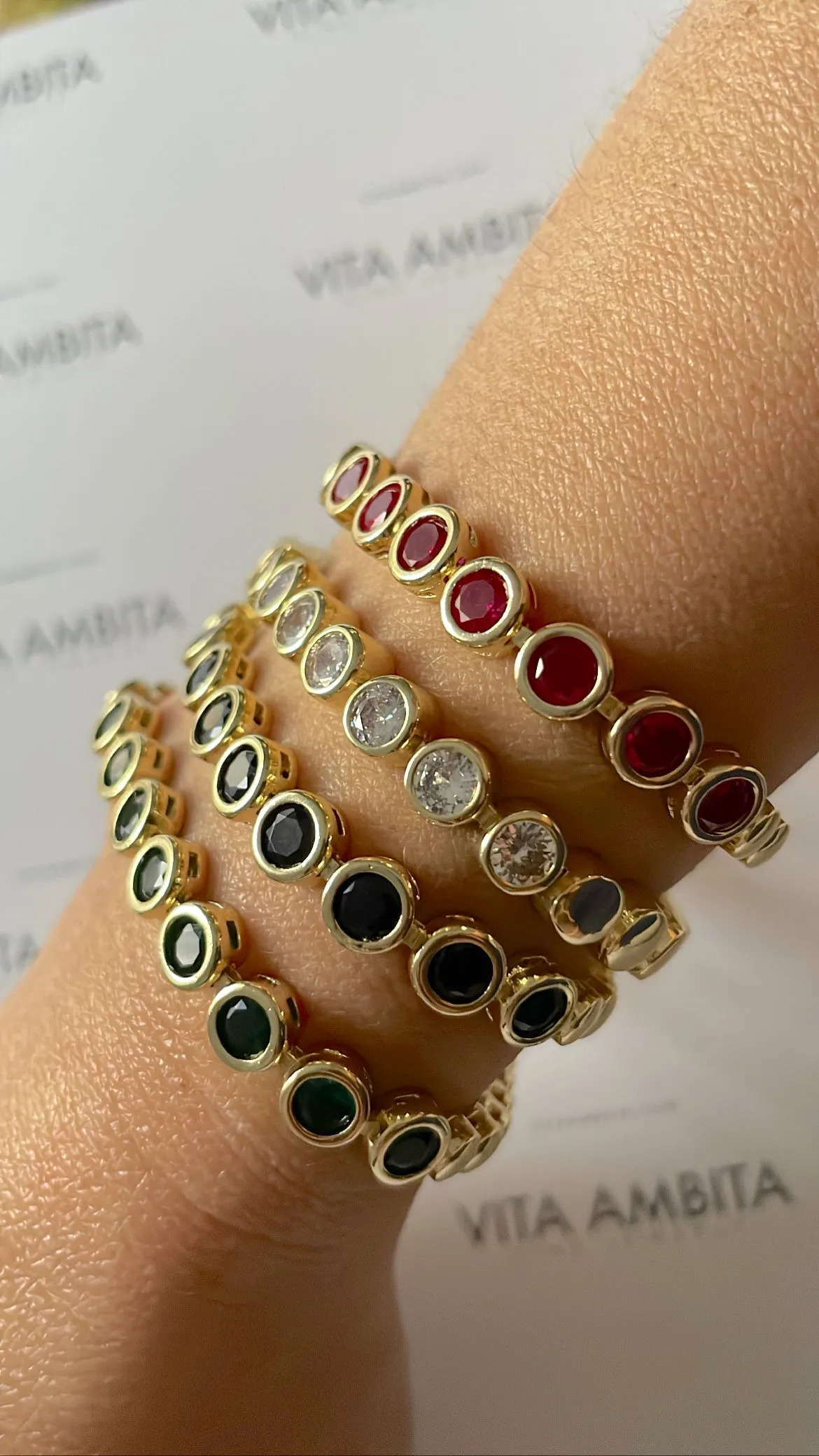 Colored gemstones gold bracelet