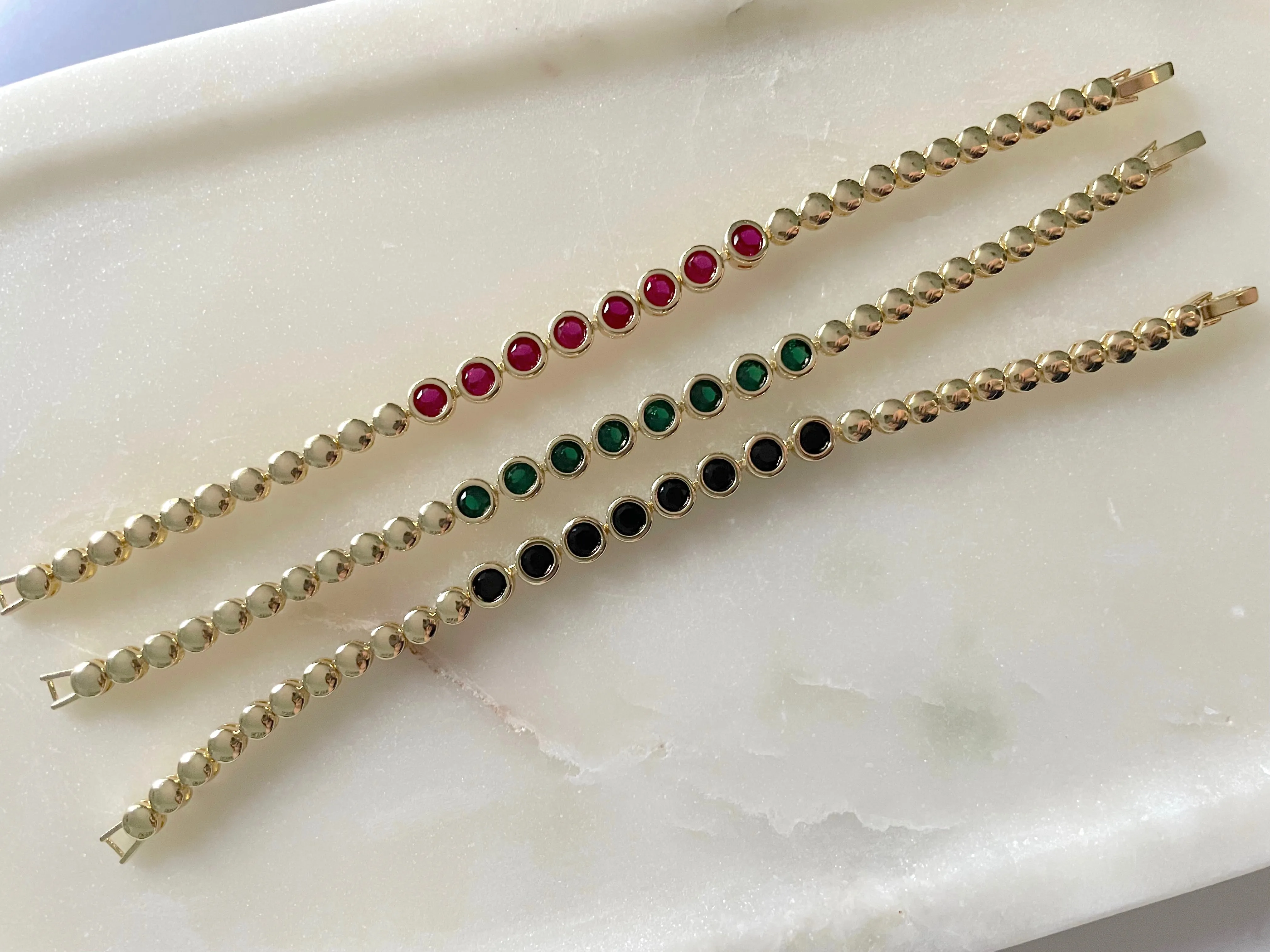 Colored gemstones gold bracelet