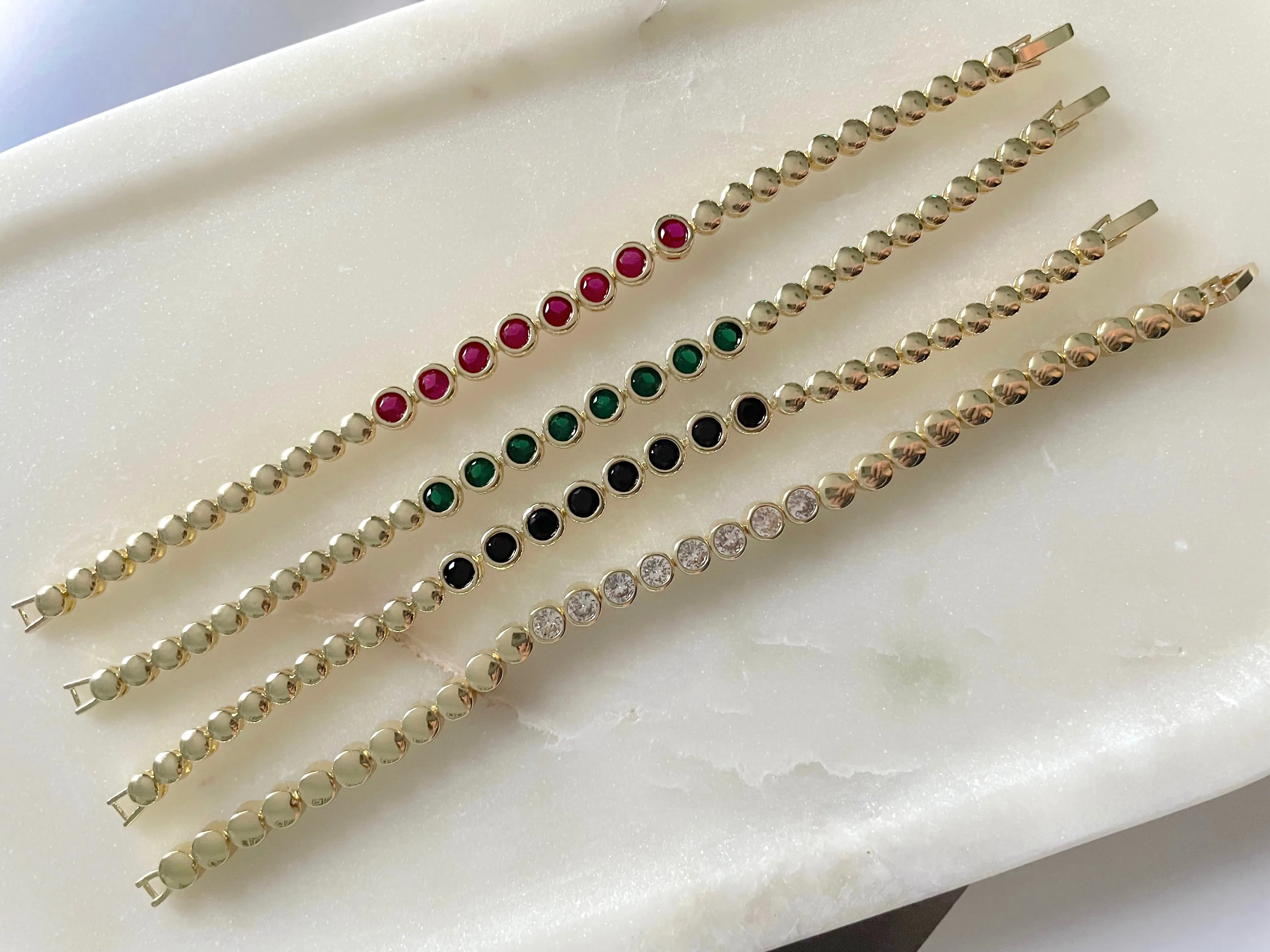 Colored gemstones gold bracelet