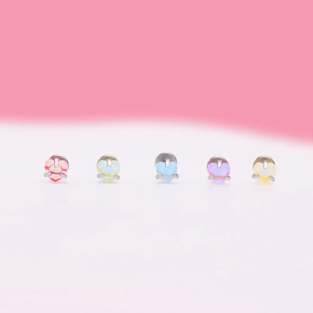 Colorful Gem Heart Stud