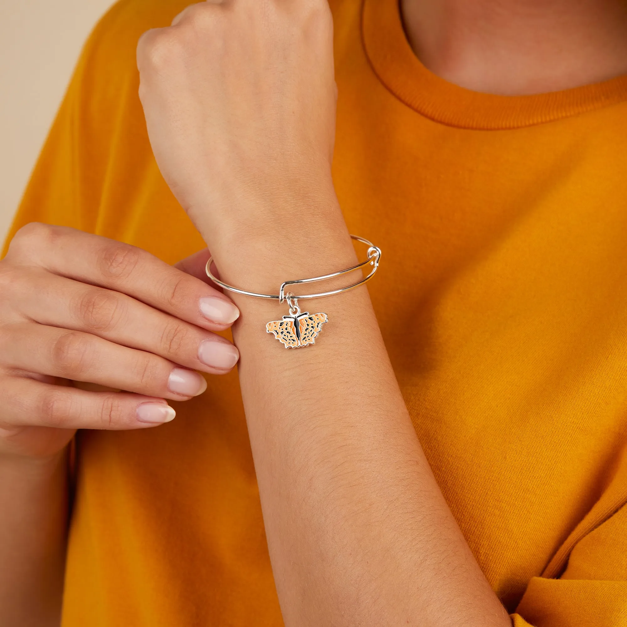 Comma Butterfly Charm Bangle