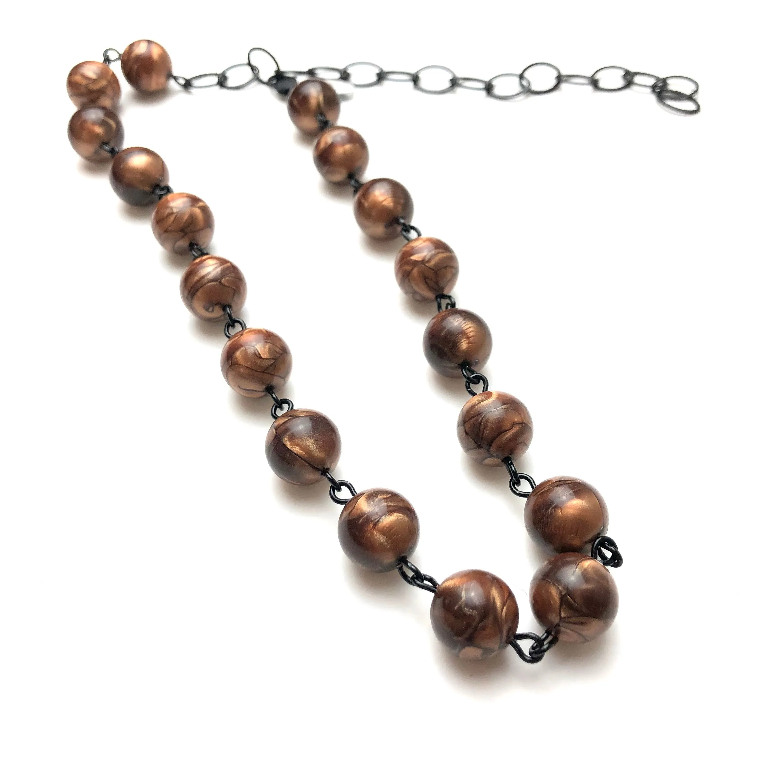 Copper Marbled Metallic Glow Beaded Amelia Necklace