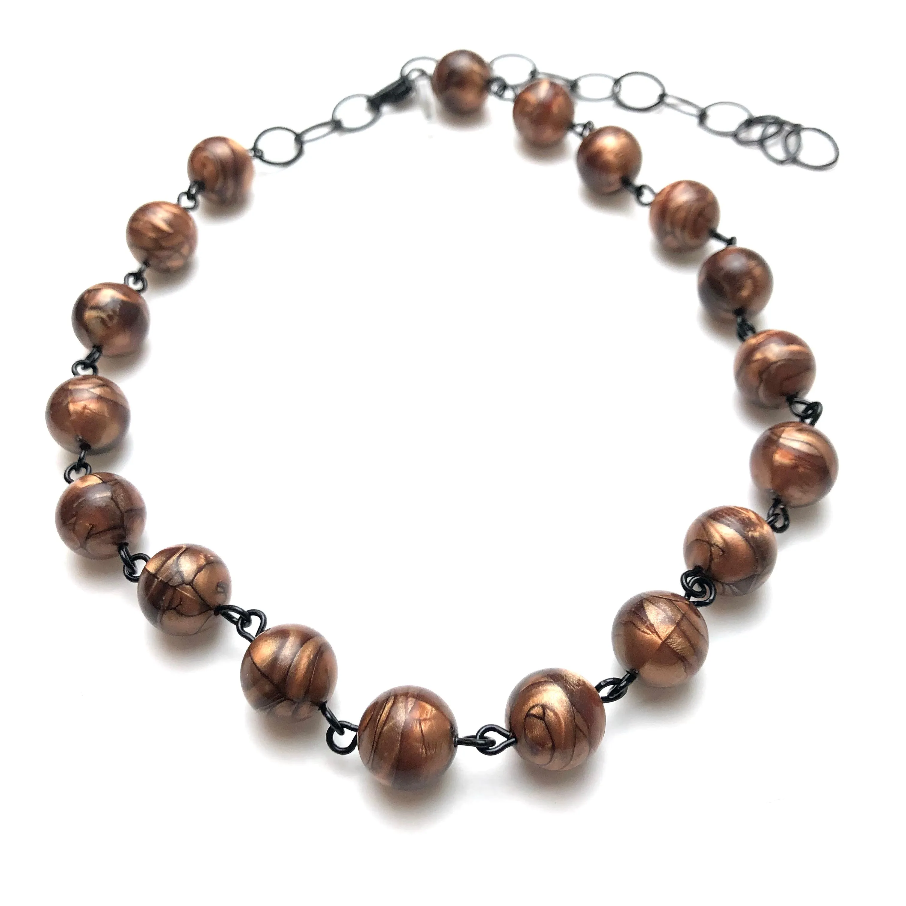 Copper Marbled Metallic Glow Beaded Amelia Necklace