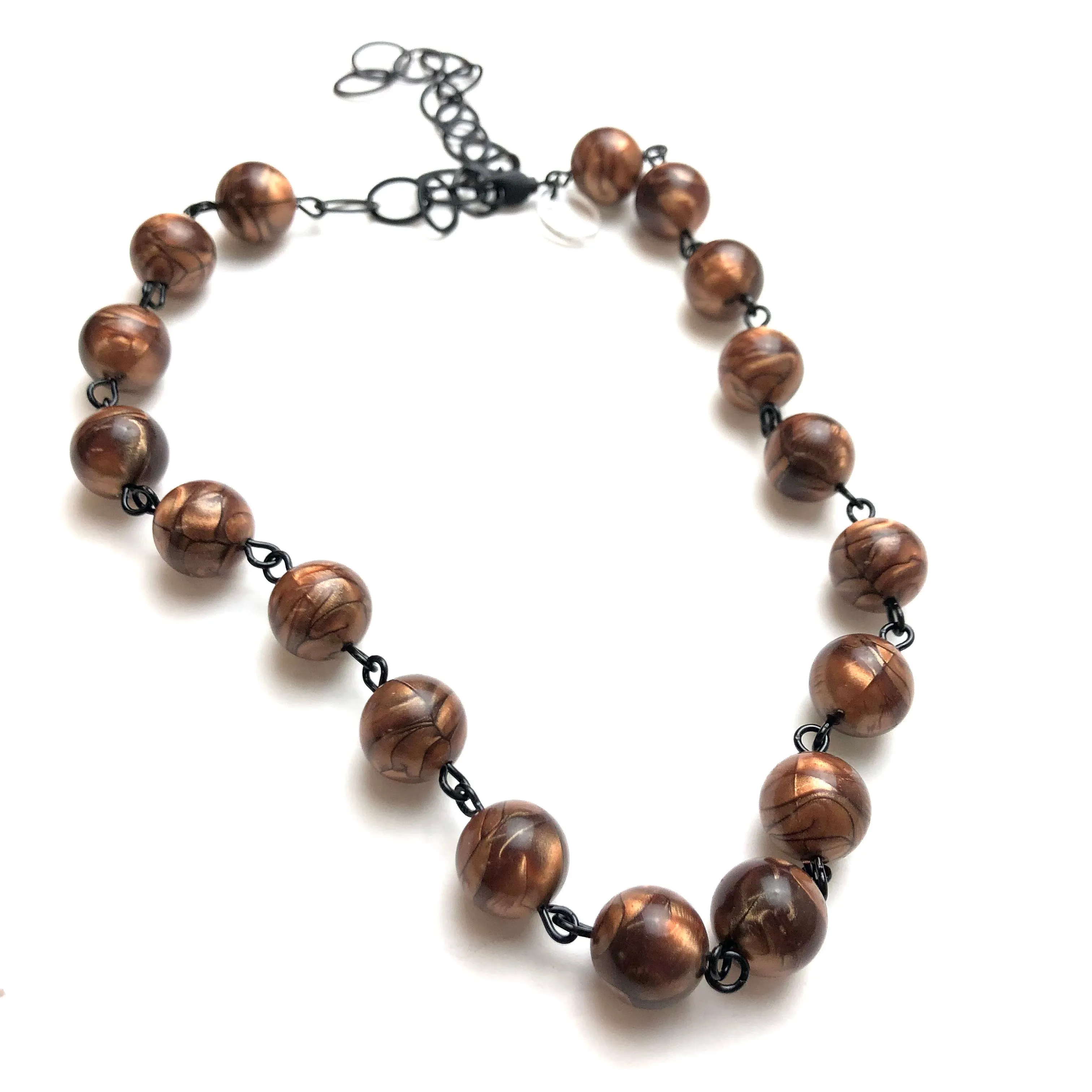 Copper Marbled Metallic Glow Beaded Amelia Necklace