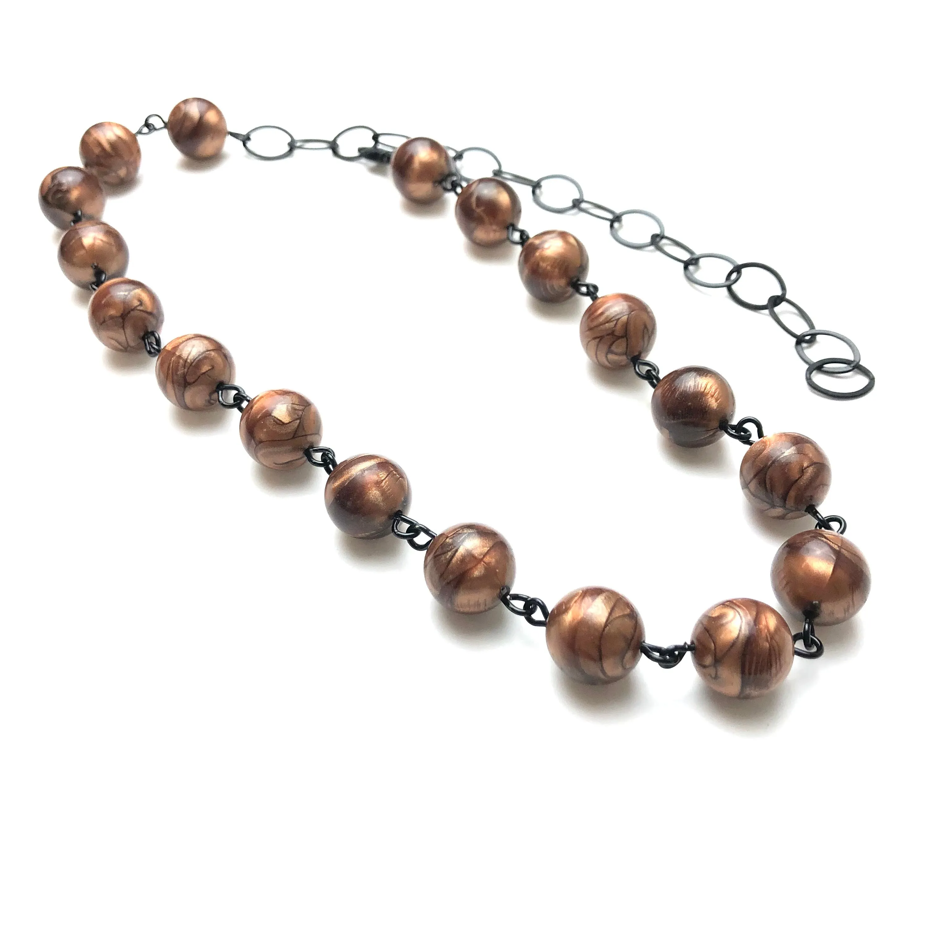 Copper Marbled Metallic Glow Beaded Amelia Necklace