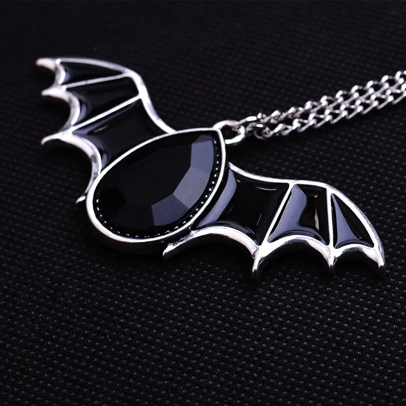 Crystal Vampire Bat Necklace