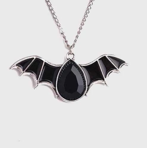 Crystal Vampire Bat Necklace