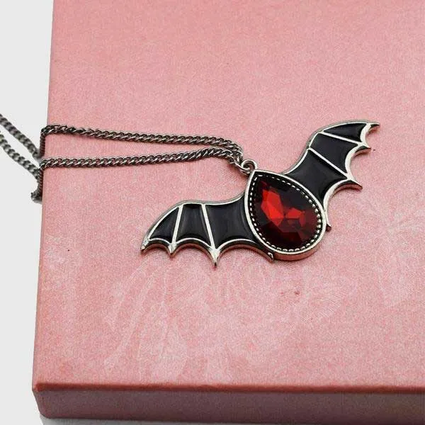 Crystal Vampire Bat Necklace